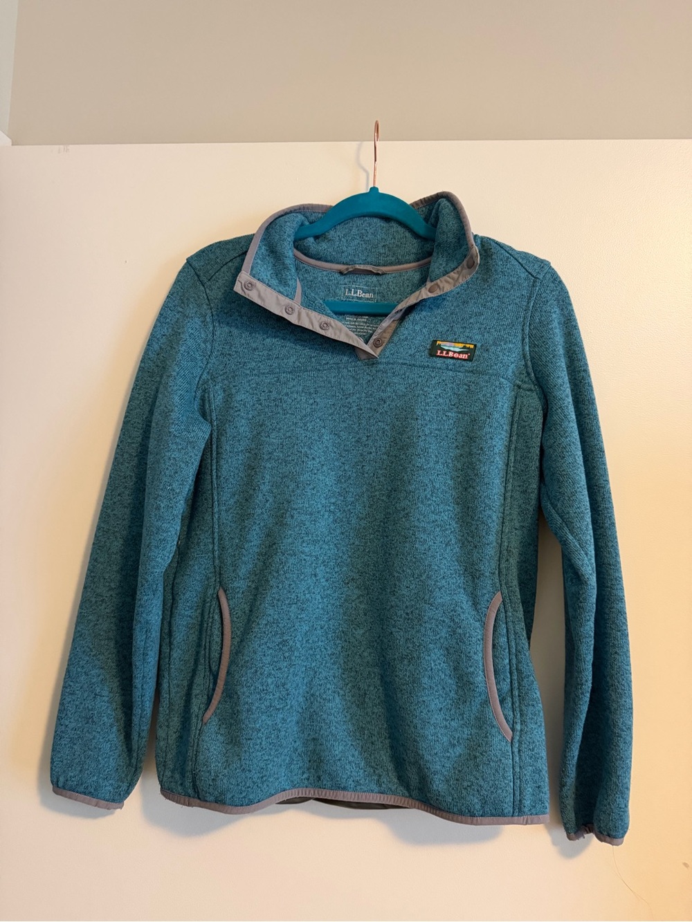 L.L. Bean Teal Mock-Neck Fleece Pullover